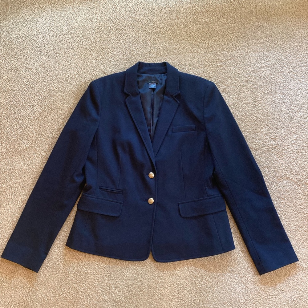 Ann Taylor Navy Blazer with Brass Military Buttons, Size 10.